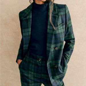 Sézane Christie Wool Tartan Blazer